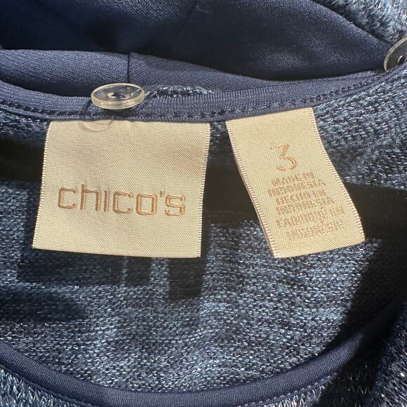 Chico's Size 3 Extra Large Lightweight Sweater Detachable Cowl neck Blue Silver - Picture 3 of 9